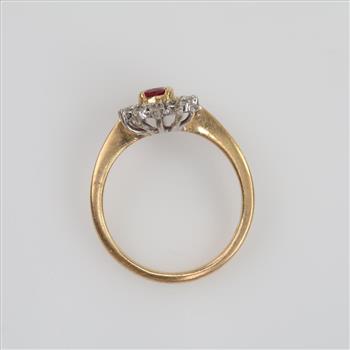 14kt Gold Ruby Diamond Accent Ring