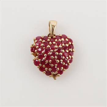14kt Gold Ruby Heart Pendant