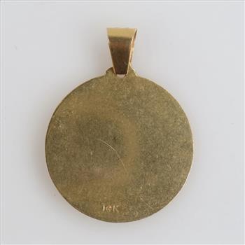14kt Gold Semi Hollow Religious Circle Pendant
