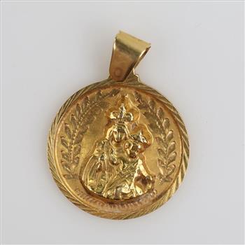 14kt Gold Semi Hollow Religious Pendant
