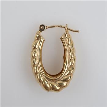 14kt Gold Semi-hollow Hoop Earring