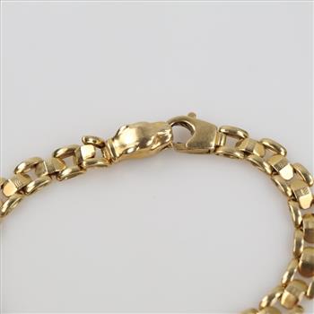 14kt Gold Semi-hollow Jaguar Clasp Bracelet