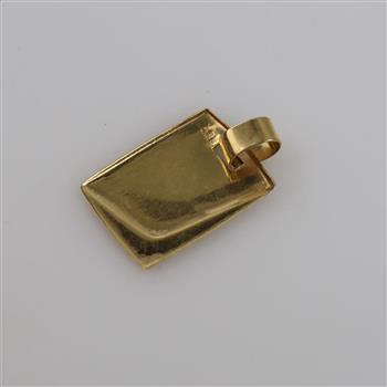 14kt Gold Semi-hollow Rectangular Pendant
