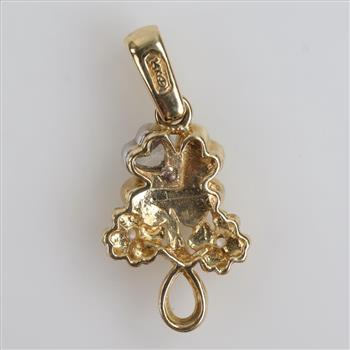 14kt Gold Shamrock Clear Stone Accent