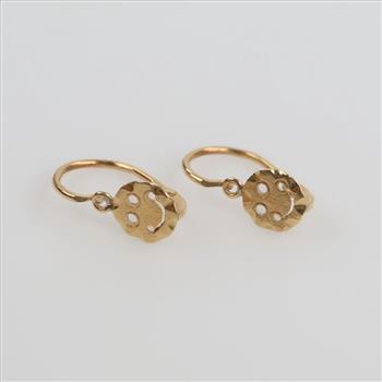 14kt Gold Smiley Face Drop Earrings
