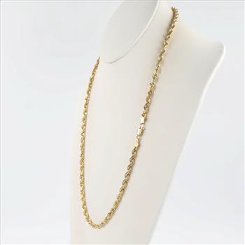 14kt Gold Solid Rope Chain Necklace-Evaluated By Our Certified Gemologist-AGS/GIA