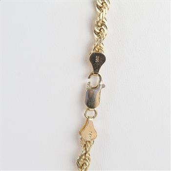 14kt Gold Solid Rope Chain Necklace-Evaluated By Our Certified Gemologist-AGS/GIA