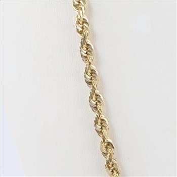 14kt Gold Solid Rope Chain Necklace-Evaluated By Our Certified Gemologist-AGS/GIA
