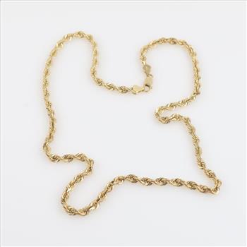 14kt Gold Solid Rope Chain Necklace-Evaluated By Our Certified Gemologist-AGS/GIA