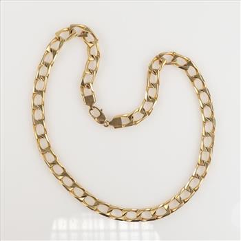 14kt Gold Square Box Chain Link Necklace -  Evaluated By Our Certified Gemologist - AGS / GIA