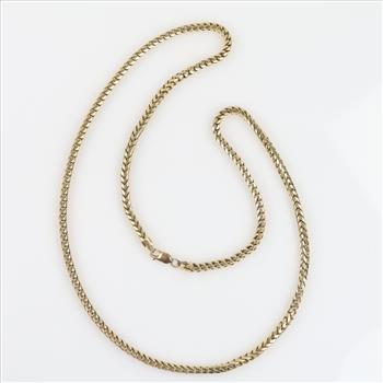 14kt Gold Square Fox Tail Chain Necklace-Evaluated By Our Certified Gemologist - AGS / GIA