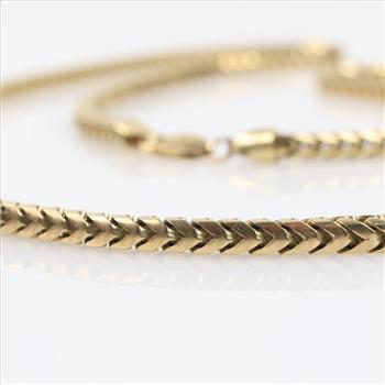 14kt Gold Square Fox Tail Chain Necklace-Evaluated By Our Certified Gemologist - AGS / GIA