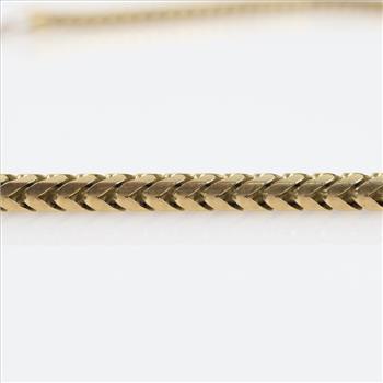 14kt Gold Square Fox Tail Chain Necklace-Evaluated By Our Certified Gemologist - AGS / GIA