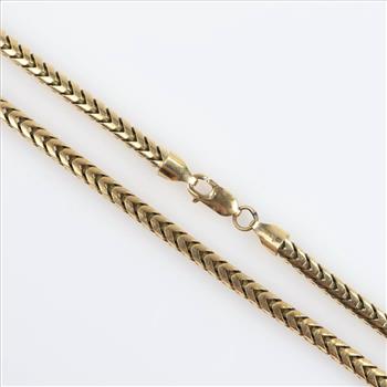 14kt Gold Square Fox Tail Chain Necklace-Evaluated By Our Certified Gemologist - AGS / GIA