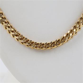 14kt Gold Square Fox Tail Link Chain Necklace- Evaluated By Our Certified Gemologist-AGS/GIA