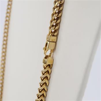 14kt Gold Square Fox Tail Link Chain Necklace- Evaluated By Our Certified Gemologist-AGS/GIA