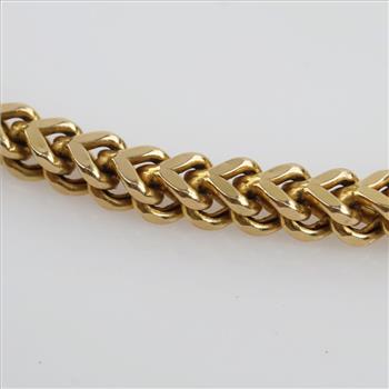 14kt Gold Square Fox Tail Link Chain Necklace- Evaluated By Our Certified Gemologist-AGS/GIA