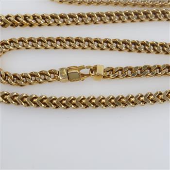 14kt Gold Square Fox Tail Link Chain Necklace- Evaluated By Our Certified Gemologist-AGS/GIA