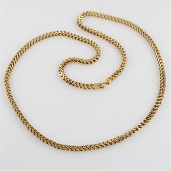 14kt Gold Square Fox Tail Link Chain Necklace- Evaluated By Our Certified Gemologist-AGS/GIA