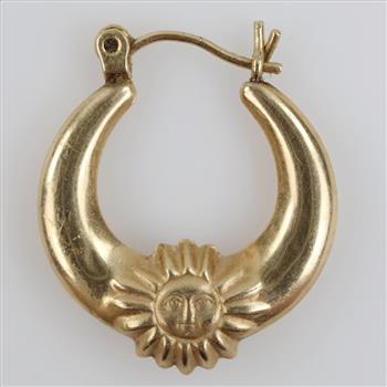 14kt Gold Sun Hollow Hoop Earring