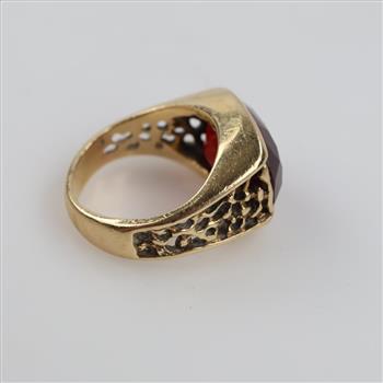 14kt Gold Synthetic Ruby Signet Ring