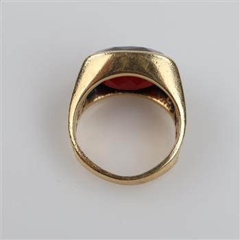 14kt Gold Synthetic Ruby Signet Ring
