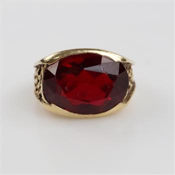 14kt Gold Synthetic Ruby Signet Ring