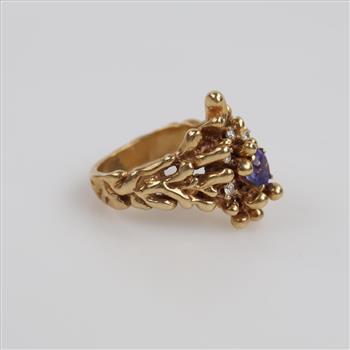 14kt Gold Tanzianite And Diamond Accent Ring