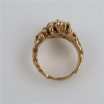 14kt Gold Tanzianite And Diamond Accent Ring