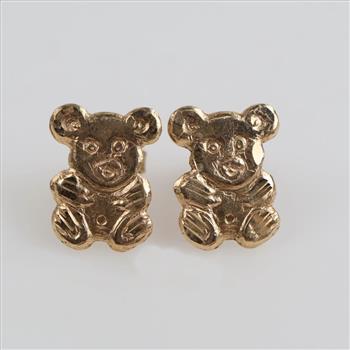 14kt Gold Teddy Bear Stud Earrings