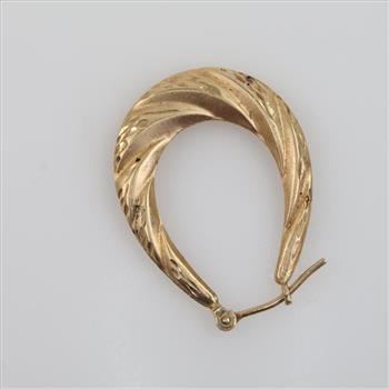 14kt Gold Textured Hollow Hoop Earring