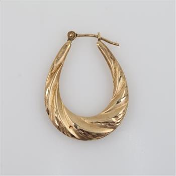 14kt Gold Textured Hollow Hoop Earring