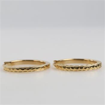 14kt Gold Textured Hollow Hoop Earrings
