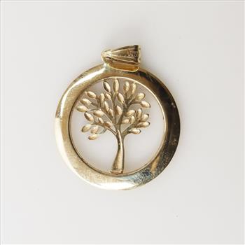 14kt Gold Tree Circle Pendant