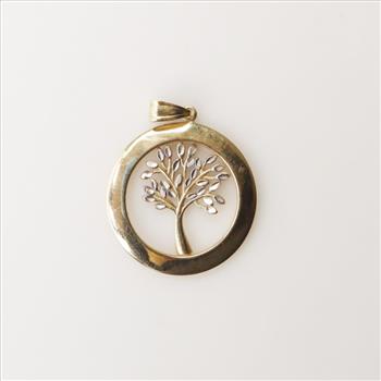 14kt Gold Tree Circle Pendant
