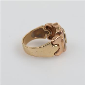 14kt Gold Tri Color Clear Stone Ring