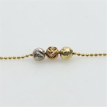 14kt Gold Tri Color Gold Beaded Bead Link Key Bracelet