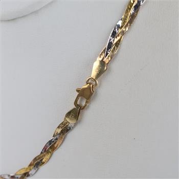 14kt Gold Tri-color Braided Chain Necklace