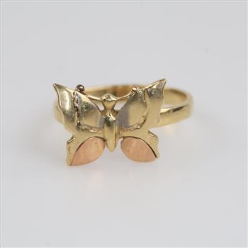 14kt Gold Tri-color Butterfly Ring