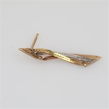 14kt Gold Tri-color Drop Earring