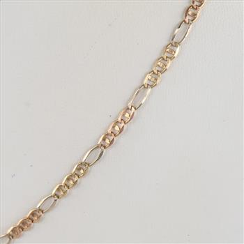 14kt Gold Tri-color Figaro Chain Necklace