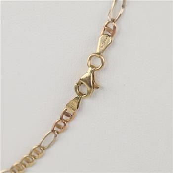 14kt Gold Tri-color Figaro Chain Necklace