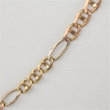 14kt Gold Tri-color Figaro Chain Necklace