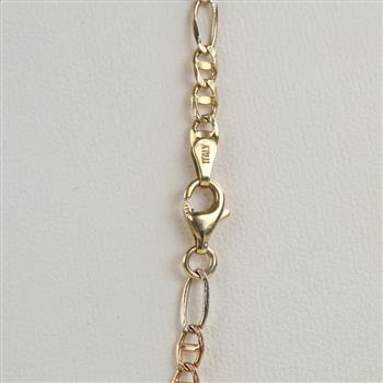 14kt Gold Tri-color Figaro Chain Necklace