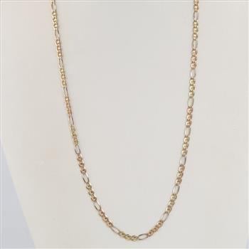14kt Gold Tri-color Figaro Chain Necklace
