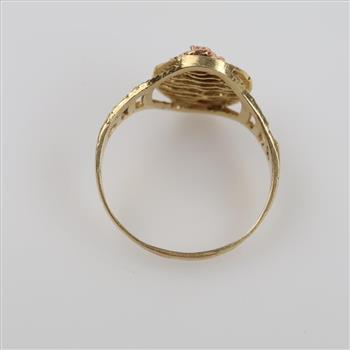 14kt Gold Tri-color Filigree Heart Signet Ring