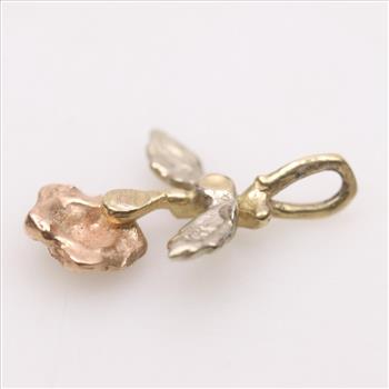 14kt Gold Tricolor Flower Pendant