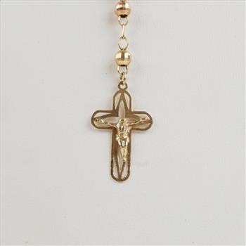 14kt Gold Tri-Color Gold Semi-Hollow Rosary