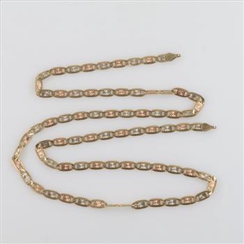 14kt Gold Tri-Color Gold Valentino Chain Necklace