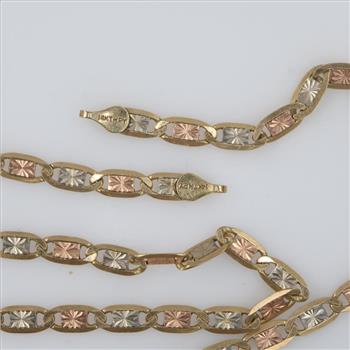 14kt Gold Tri-Color Gold Valentino Chain Necklace